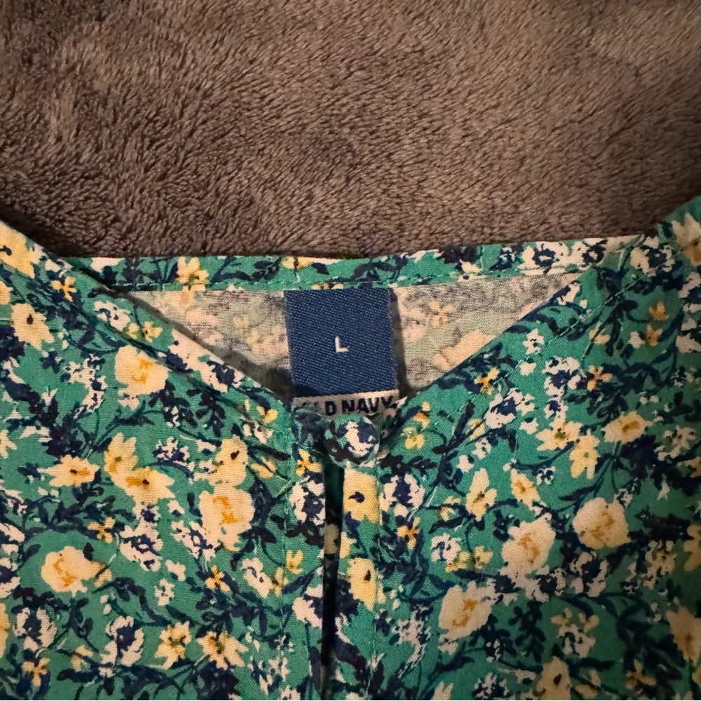 teal floral cami tank top - Picture 2 of 2